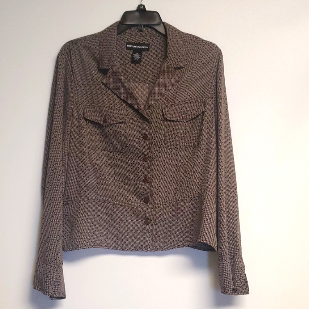 Norton McNaughton Brown Button Down Blouse Size 14-16 - Picture 1 of 7